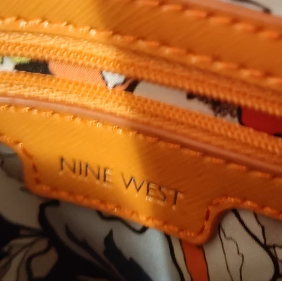 Nine West Shoulder Crossbody Bag Purse Hand Bag, Orange, Faux Leather - Picture 8 of 11